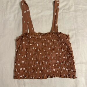 American Eagle Outfitters Brown Floral Tank Top